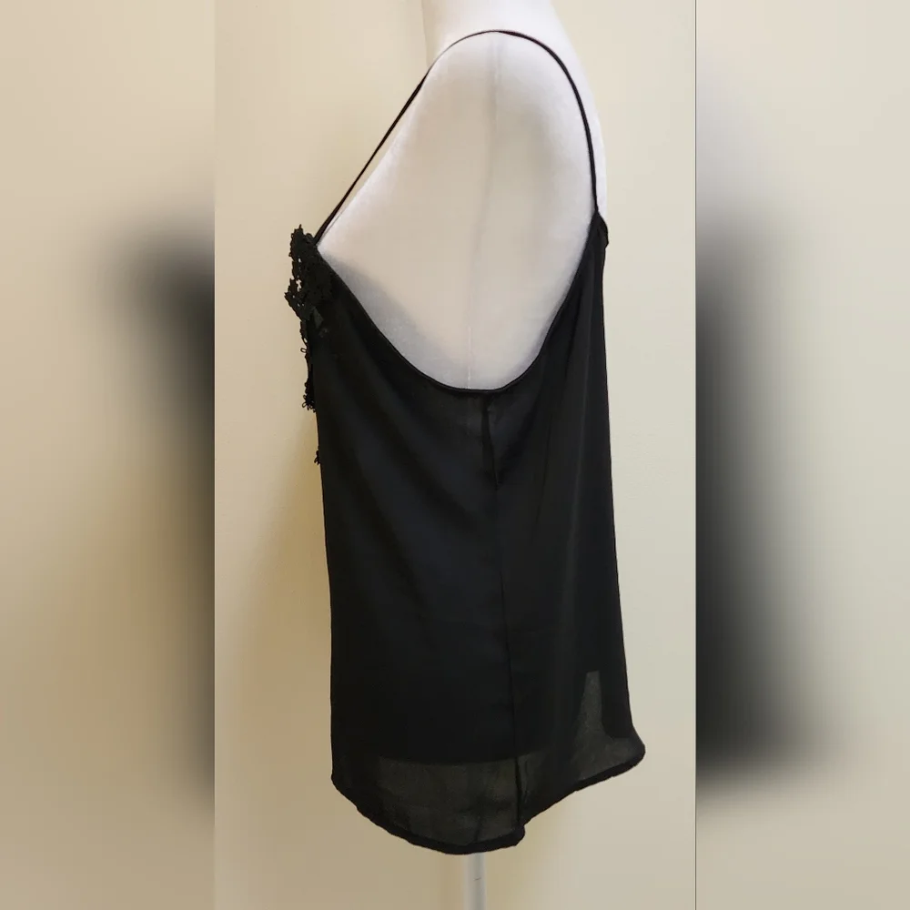 Black Lace Up Camisole Cami Tank Top Women's Size Medium - Picture 4 of 6